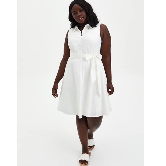 Torrid size 4 WHITE POPLIN COLLARED SHIRTDRESS - Picture 5 of 12